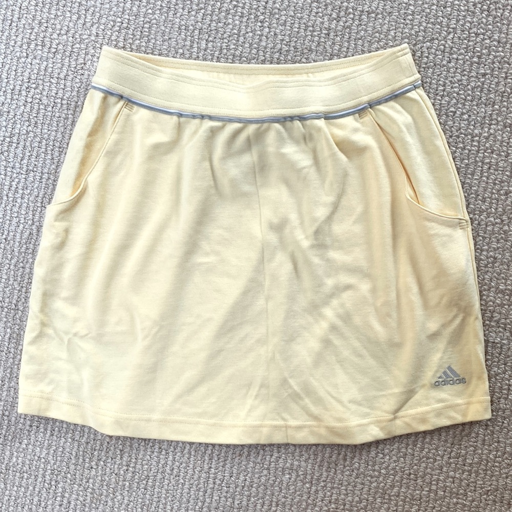 Vintage Adidas Yellow Cotton Tennis Skirt with Pockets